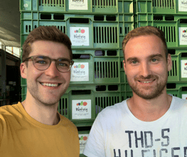 Max, from Farmable, with the German fruit grower Florian
